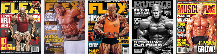 Ben Pakulski being featured in leading fitness magazines front covers