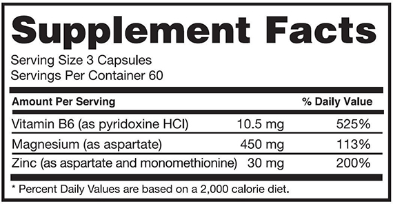 Optimum Nutrition ZMA Supplement Facts