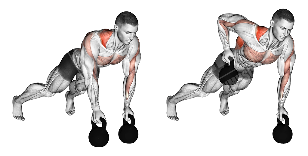 kettlebell alternating renegade row