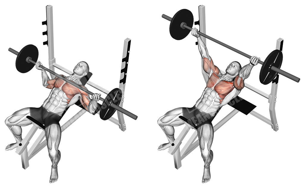 Barbell wide reverse grip incline bench press