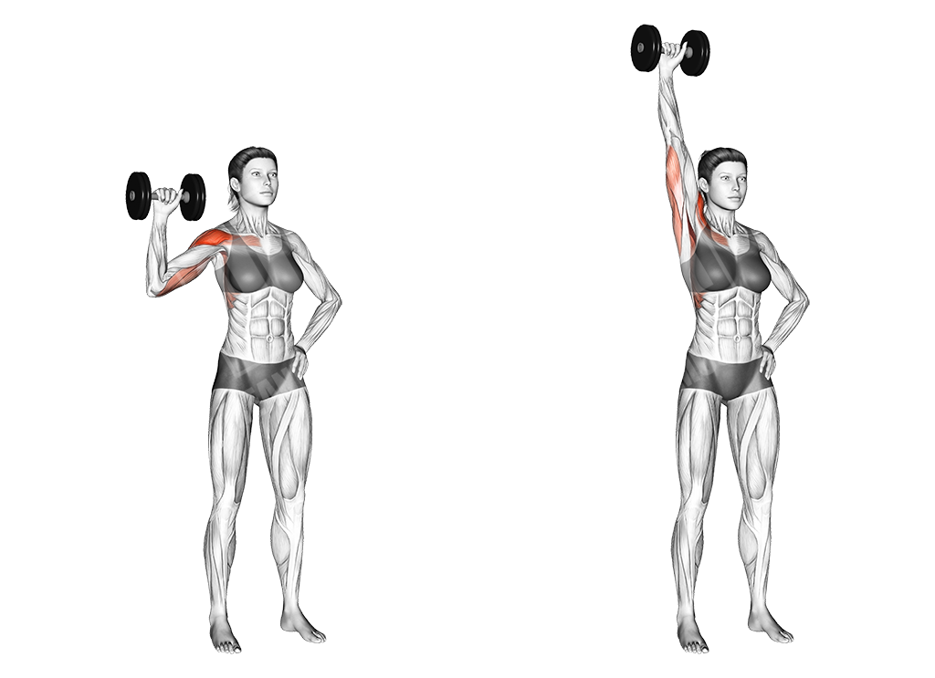 One arm standing dumbbell shoulder press